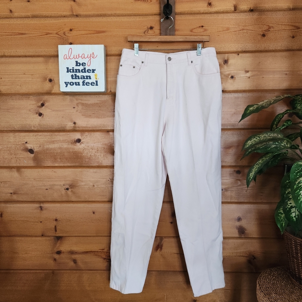 Bill Blass 💜 Vintage Light Pink Denim Mom Jean High Rise Taper Straight 12 X32"